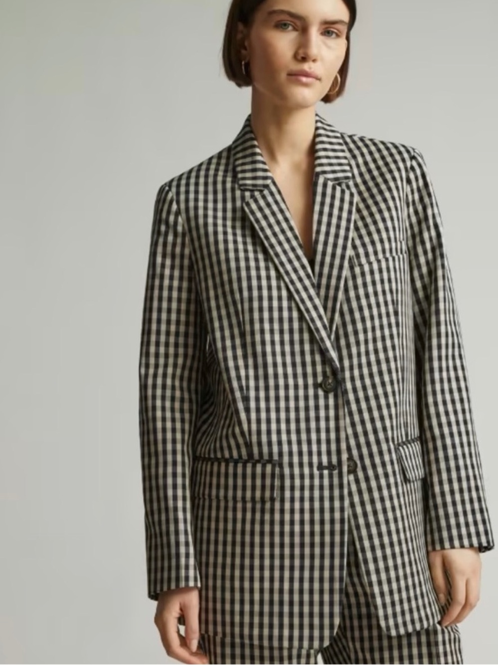 Checked Black and White Blazer Jacket